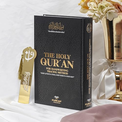 FURKAN Arabic Trace Quran, Hafs Riwaya, Naskh Style, Large Size(6.7x9.5″), Tracing Quran English, Al Quran Al Karim, Shadowed Quran, Islamic Gift, Gift for Men & Women, Hardcover Quran - Black - color: Black