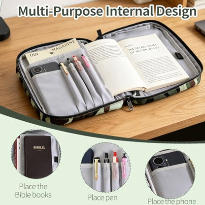 Bible Cover Case for Women Large Bible Cover for Girls Bible Study Supplies Accessories with Handle and Shoulder Strap | Durable - color: Green Camo