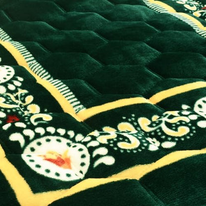 Prayer Rug Muslim Mat Islamic - Padded Very Thick Prayer Rug Sajadah for Men Women with Islam Prayer Beads, Soft and Luxury (31.5" x 47.2", Green) - color: Green