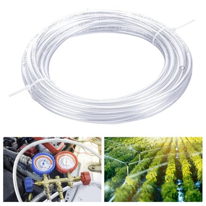 Pushglossy 1/4 Inch OD 0.16 Inch ID 50 ft Aquarium Tubing Air Line PU Air Compressor Clear Tube Hose Line Hose for Brake Water Fluid Transfer Suspension