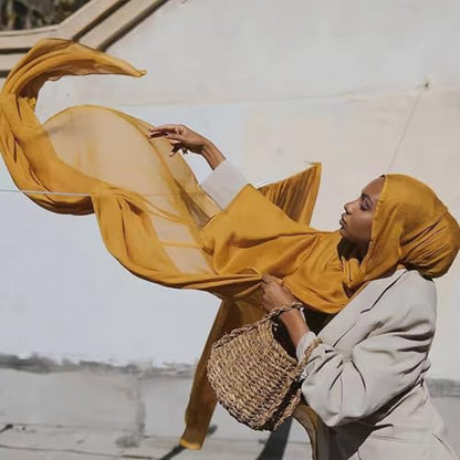 Viscose Hijab Scarf for Women Muslim Cotton Jersey Hijab Fashion Long Scarf Shawls - color: Mustard