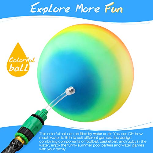 Hiboom 9 Inch Swimming Pool Diving Balls Underwater, Pools Toys Ball with Water Filling Adapter for Underwater Passing, Dribbling, Diving and Pool Games for Teens, Adults(Rainbow Style) - style: Rainbow Style