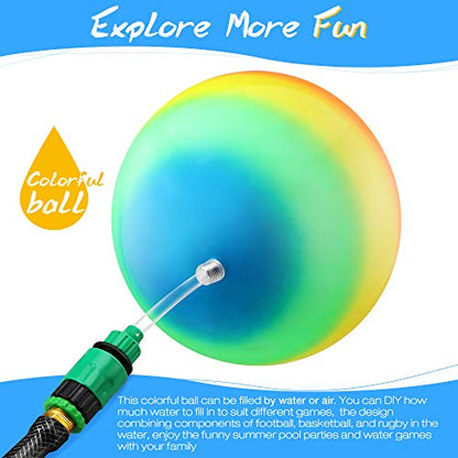 Hiboom 9 Inch Swimming Pool Diving Balls Underwater, Pools Toys Ball with Water Filling Adapter for Underwater Passing, Dribbling, Diving and Pool Games for Teens, Adults(Rainbow Style) - style: Rainbow Style