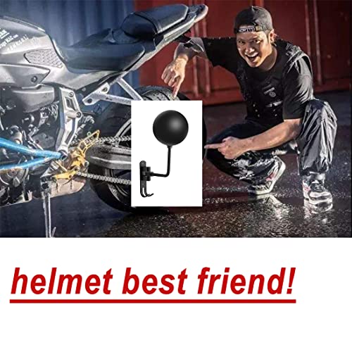 SANGMO 6 Pack 180° Motorcycle Helmet Holder Wall Mount, Rotation Metal Helmet Rack, Helmet Holder Bike with 2 Hooks Helmet Hanger for Motorcycle Bike Coats, Caps, Baseballs, Rugby Helmet (Black) - color: Black*6