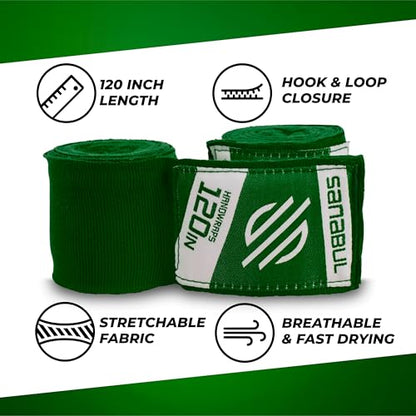 Sanabul Elastic 120 inch Boxing Hand Wraps Kickboxing Handwraps for Boxing Gloves for Men, Women, and Kids Muay Thai MMA Hand Wraps