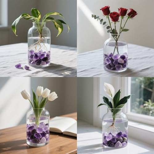 0.96LB Natural Amethyst Aquarium Gravel Vase Filler Crushed Crystal Quartz Succulent Rocks Fish Tank Decor Pebbles Bulk Polished Irregular Shaped - Amethyst - color: Amethyst