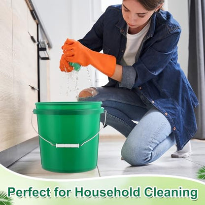 Tioncy 10 Pcs 2 Gallon Plastic Buckets with Lids and Handles,Green | Storage Pails for Paint, Cleaning, Organizing, Durable Containers, Metal Handles, Plastic Material - color: Green
