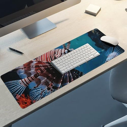 Large Size Gaming Mouse Pad Fish in Fish Tank Desk Mat Non-Slip Base Waterproof Desktop Writing Pad for Office Home - color: Fish in Fish Tank, size: 30x80cm