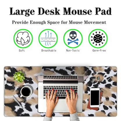 Gaming Mats XXL Keyboard and Mouse Pad - Extra Large Desk Mat for Men With Non-Slip Rubber Base 35.4 X 15.7 for Game Office, Animal Leopard Print - color: Animal Leopard Print