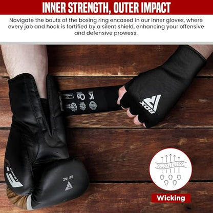 RDX Boxing Hand Wraps Inner Gloves Men Women, Half Finger Elasticated Bandages, Under Mitts Fist Protection, Muay Thai, Kickboxing, MMA, Martial Arts Speed Bag Punching Training - color: Red White, size: Medium