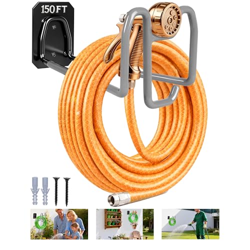 Garden Hose Holder with Hook - Heavy Duty Garden Hose Hanger with Sprayer Storage Design, Wall Mount Water Hose Storage for Outside Yard Lawn and Garage - color: 1pc Gray