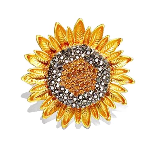 Crystal Pearl Flower Brooches Pins Fashion Beautiful Created Rhinestone Floral Brooch Good Idea for Party Dance Wedding Banquet for Elegant Women Girl - color: Sunflower