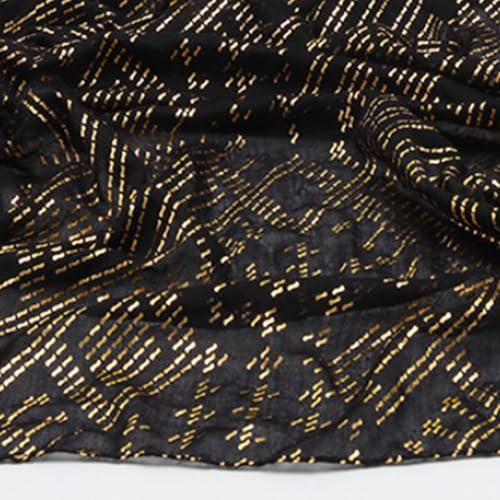 1920's Women's large-sized winter and autumn scarf - Retro Faux Assuit Foil print-embossed style long scarves - color: Black Gold