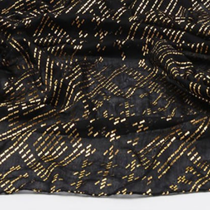 1920's Women's large-sized winter and autumn scarf - Retro Faux Assuit Foil print-embossed style long scarves - color: Black Gold