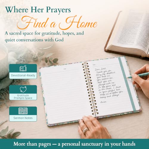 Hardcover Blank Christian Notebook – 140 Pages – Psalm 23:1 | Lined Pages with Bible Verse Cover – Inspirational Writing Spiral Notebook for Bible Study, "Lord is my Shepherd" - color: Shepherd