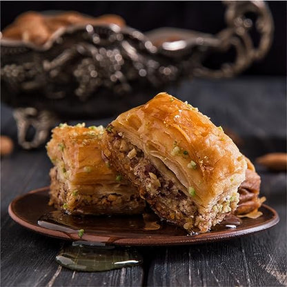 Anabtawi Middle Eastern Sweets - 50-Piece Assorted Baklava, Pistachio and Almond Pastry - Traditional Arabic Baklava Gift Box - No Preservatives, No Additives - Gourmet Baklava Pastry Boxes - 400g - size: 14.1 Ounce (Pack of 1)