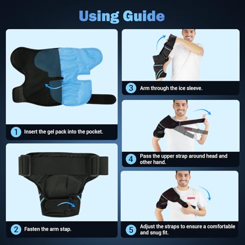 Comfytemp Shoulder Ice Pack Wrap, Rotator Cuff Shoulder Brace Cold Therapy | FSA Eligible HSA, Shoulder Brace for Men Women, Shoulder Compression Sleeve, Reusable Gel Ice Packs for Injuries - color: Black - 1 Gel Pack + 1 Brace