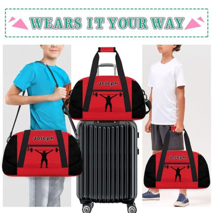 Personalized Sports Duffel Bag with Name, Weightlifting Silhouette | Personalized Named Practice Travel Overnight Training Bag - color: Color 10