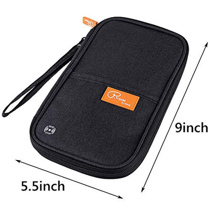 VanFn RFID Travel Passport Wallet, Family Passport Holder, Trip Document Organizer P.Travel Series - color: Black