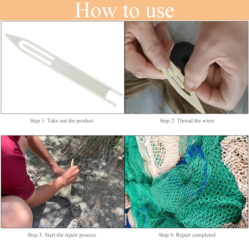 Fishing Netting Needle Shuttles Net Mending Needle Shuttles Set Fishing Net Sewing Needles Repair Line Kit Weaving Shuttle Netting Needles Plastic Portable Compact - color: White