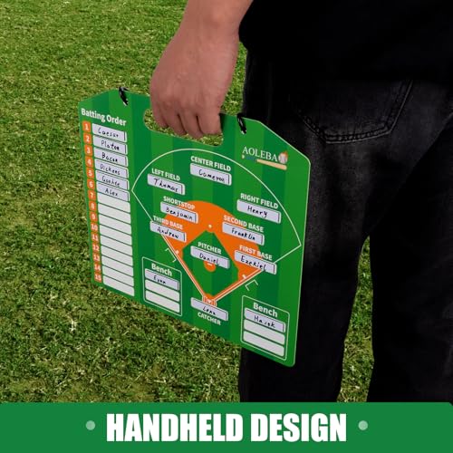 AOLEBA Baseball Lineup Board for Dugout,Dry Erase Magnetic Metal Baseball Clipboard for Coaches - style: Horizontal - Green