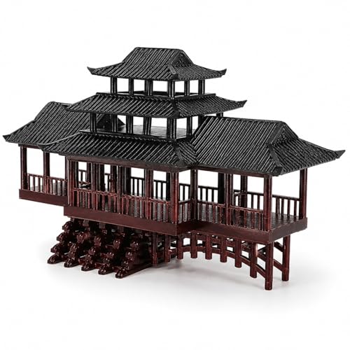 LOGOFUN Mini Chinese Pavilion Ornament Arched Bridge Bonsai Decor - 13.5CM | Ancient Pavilion And Bridge Model Adds Architectural Detail To Bonsai, Sand Tables, Garden Scenes, And Micro Landscapes