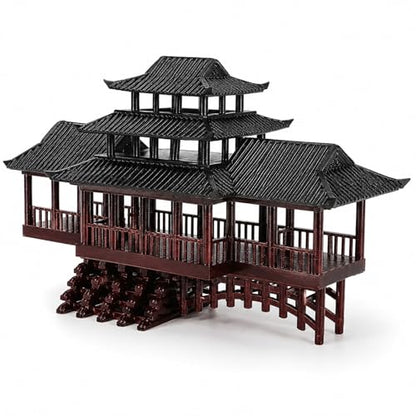 LOGOFUN Mini Chinese Pavilion Ornament Arched Bridge Bonsai Decor - 13.5CM | Ancient Pavilion And Bridge Model Adds Architectural Detail To Bonsai, Sand Tables, Garden Scenes, And Micro Landscapes