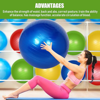 Leyndo 4 Pcs Yoga Exercise Ball Pilates Pregnancy Birthing Fitness Ball with Quick Pump Anti Burst for Improved Posture, Balance, Yoga, Pilates, Training, 4 Colors - size: 33 Inch