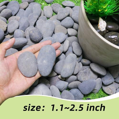 18LB River Rocks,Mexican Beach Pebbles for Plants,Potting,Garden Landscape Stone Paving Stone Grey 1Inch - 2Inch - size: 18LB, style: Large
