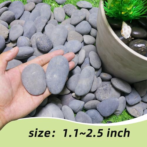 45LB River Rocks,Mexican Beach Pebbles for Plants,Potting,Garden Landscape Stone Paving Stone Grey 1Inch - 2Inch… - size: 45LB, style: Large