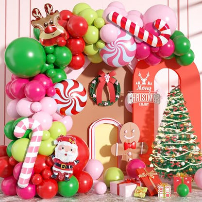 Christmas Arch Kit, Red Pink Green Latex Balloon Garland for Xmas Party - color: Christmas 1