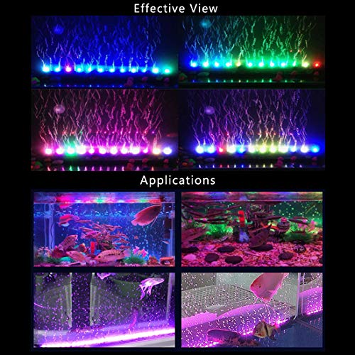 2W Aquarium Fish Tank Air Stone with Automatic Color Changing LED Light (Length -10" for Small Fish Tank) for Aquarium Air Pump