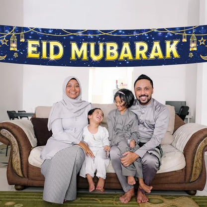 Large Eid Mubarak Banner Yard Sign -Weather-Resistant Outdoor Eid Mubarak Decoration for Home Garden Party, Mubarak Banner Islamic Mubarak Sign Design, Eid Al-Fitr Eid Ul-Fitr Celebrations 118 x 20 inches
