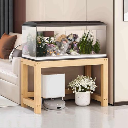 Solid Wood Aquarium Stand, 2-Tier Fish Tank Storage Shelf, Multi-Purpose Reptile Display Stand for Living Room, Office & Hotel Lobby, Durable & Stylish Design - size: 40*35*50cm
