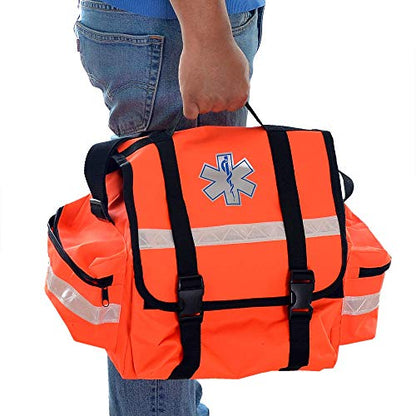 Dealmed First Responder Trauma Bag - Empty EMS Equipment Kit - Orange Professional Emergency Organizer Medium - color: Orange