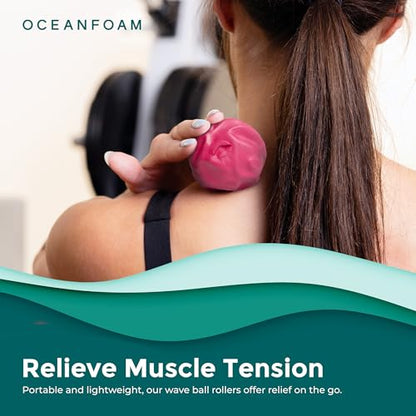 Oceanfoam Wave Massage Ball Roller – Textured Lacrosse Ball, Plantar Fasciitis Relief, Muscle Knot Therapy, Myofascial Release, Feet Pain – Travel Size (Black Marbled, Miami Blue, Hot Pink) Pack of 3 - color: Pack of 3 (Black Marbled, Miami Blue, Hot Pink