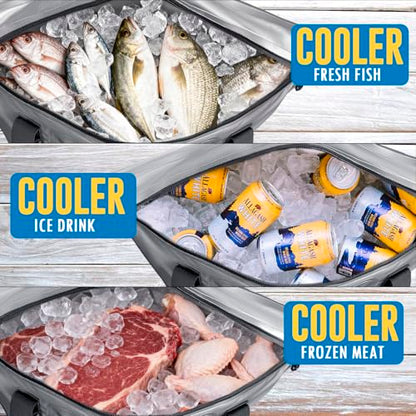 THKFISH Insulated Fish Cooler Bag, Fish Kill Bag for Caught Fish | 40x16in/25x17.5in Portable Waterproof Insulated Fish Bag Keeps Ice for 24 Hours - color: Silver --25x17.5x8.6"
