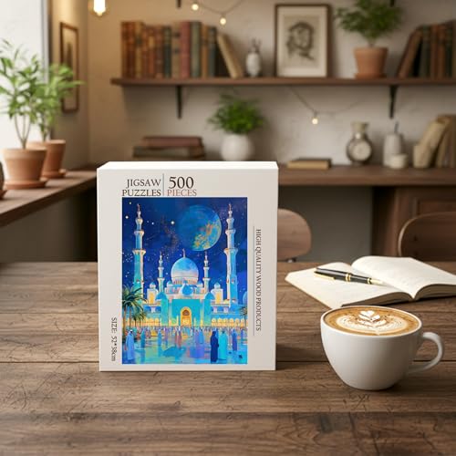 Blue Mosque Islam Jigsaw Puzzle - 500 Pieces Wooden Puzzle for Adults, Wall Art Gift, Finished Size: 20 x 15 Inch - color: Blue Mosque - 500 Pieces