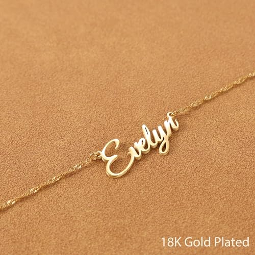 DayOfShe Name Necklace Personalized for Women, 18K Gold Plated Cuban Chain Necklaces Customized with Name as Christmas Girlfriend Gift - color: 1-Gold