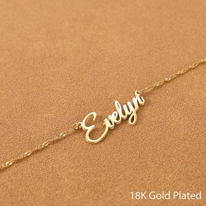 DayOfShe Name Necklace Personalized for Women, 18K Gold Plated Cuban Chain Necklaces Customized with Name as Christmas Girlfriend Gift - color: 1-Gold