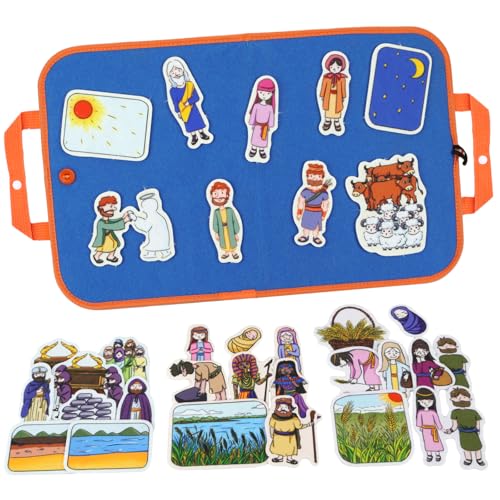 CHEFAN 4 Pack Felt Board Bible Stories Set, Flannel Board Stories, Nativity Flannel Graph Bible Toy for Kids, Include Ruth and Naomi, Crossing The Jordan River, Moses is Born, Jacob Wrestles with God - color: Ruth and Naomi & Other 3 Bible Stories Set