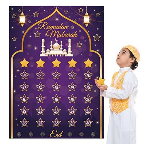 Ramadan Calendar 2025 Ramadan Decorations for Home Eid Activities for Kids Reusable Ramadan Decor Eid Mubarak Poster Ramadan Advent Calendar Decorations for Home Wall