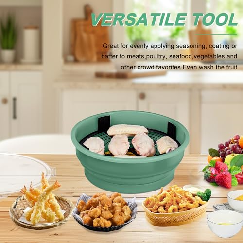 Collapsible Batter Bowl - Breading Bowl Shaker with Lid , Mint Green - color: Mint Green