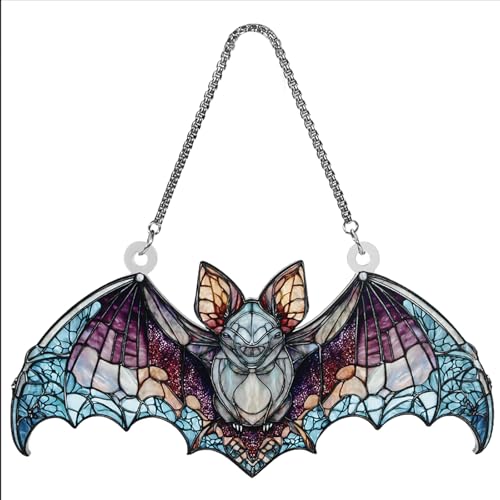 Bat Rearview Mirror Hanging Ornament, Acrylic Gothic Bat Car Mirror Charm, Halloween Bat Suncatcher Decoration for Car, Window, Home, Gothic Halloween Decor Gift (bat-1) - color: Bat-1