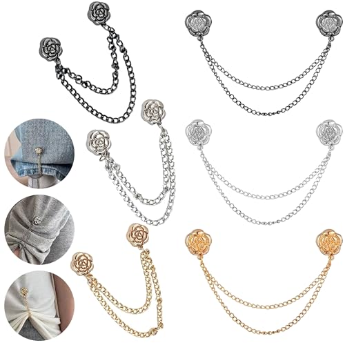 Magnetic Clips for Clothing - 6 Pcs Strong Hijab Magnets, No Damage Shirt & Sweater Clip, Adjustable Pant Hem Cincher with Chain for Women