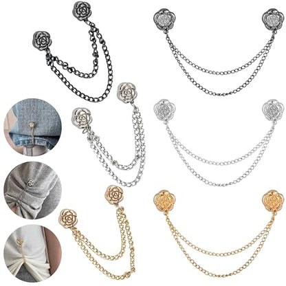 Magnetic Clips for Clothing - 6 Pcs Strong Hijab Magnets, No Damage Shirt & Sweater Clip, Adjustable Pant Hem Cincher with Chain for Women