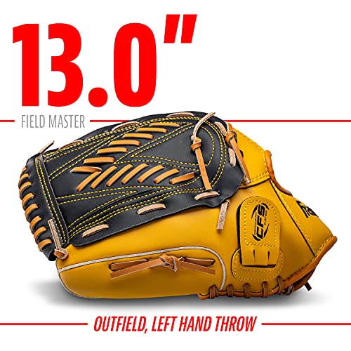 Franklin Sports Field Master Baseball + Softball Glove - Field Master Adult + Youth Baseball + Softball Mitt - Men's + Women's Gloves - color: Tan, style: 13" - Basket "V" Web