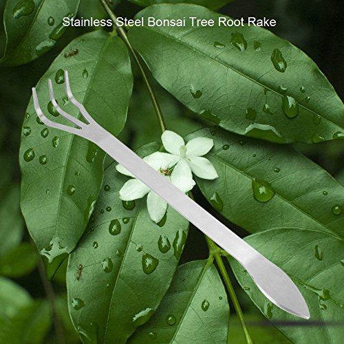 Stainless Steel 3 Prong Root Rake Pick Set, Bonsai Tool Root Pick Rake Gardening Tools