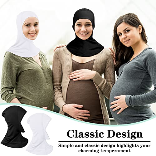 Geyoga Modal Hijab Cap for Women Adjustable Muslim Stretchy Turban Full Cover Shawl Cap Full Neck Coverage Small and medium - color: White, Black