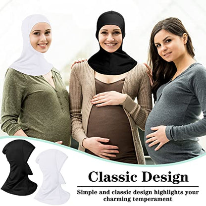 Geyoga Modal Hijab Cap for Women Adjustable Muslim Stretchy Turban Full Cover Shawl Cap Full Neck Coverage Small and medium - color: White, Black
